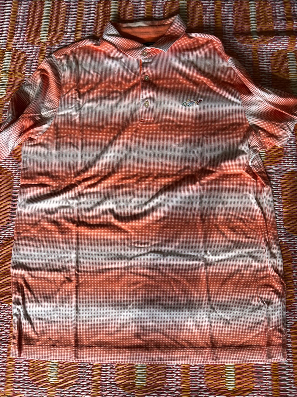 Greg Norman Collection Orange & White Gradient Stripe Polo